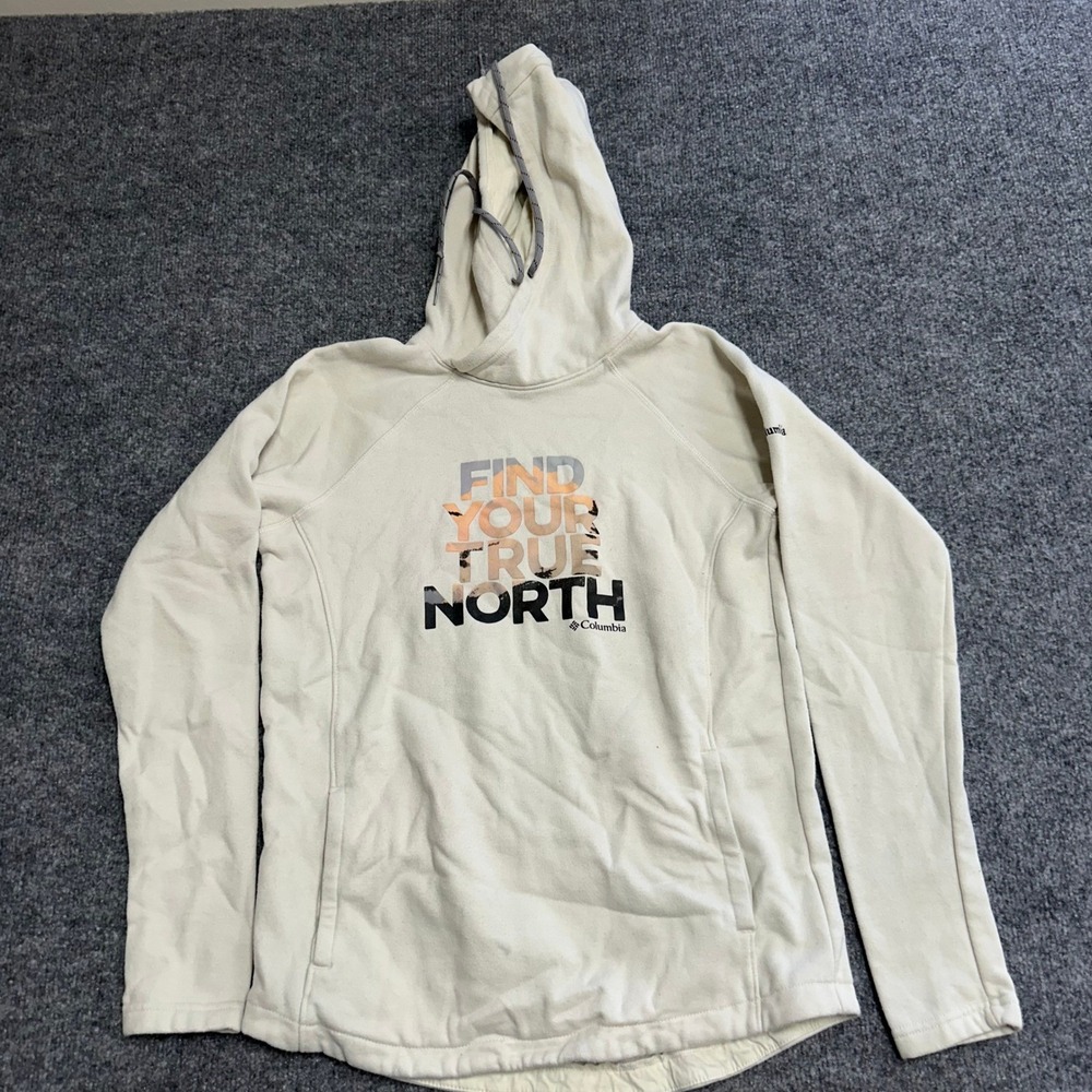 Columbia Hoodie Womens Size XS Ivory True North Graphic Pullover Hooded XL0878